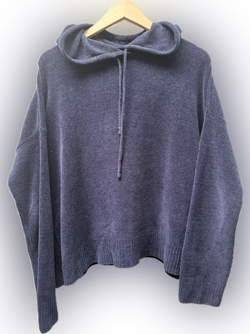 EILEEN FISHER Navy Hooded Cotton